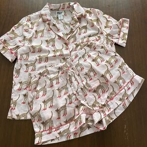 Bouffants & Broken Hearts 2-piece shorts pajama set cheetah in heels Small Artsy